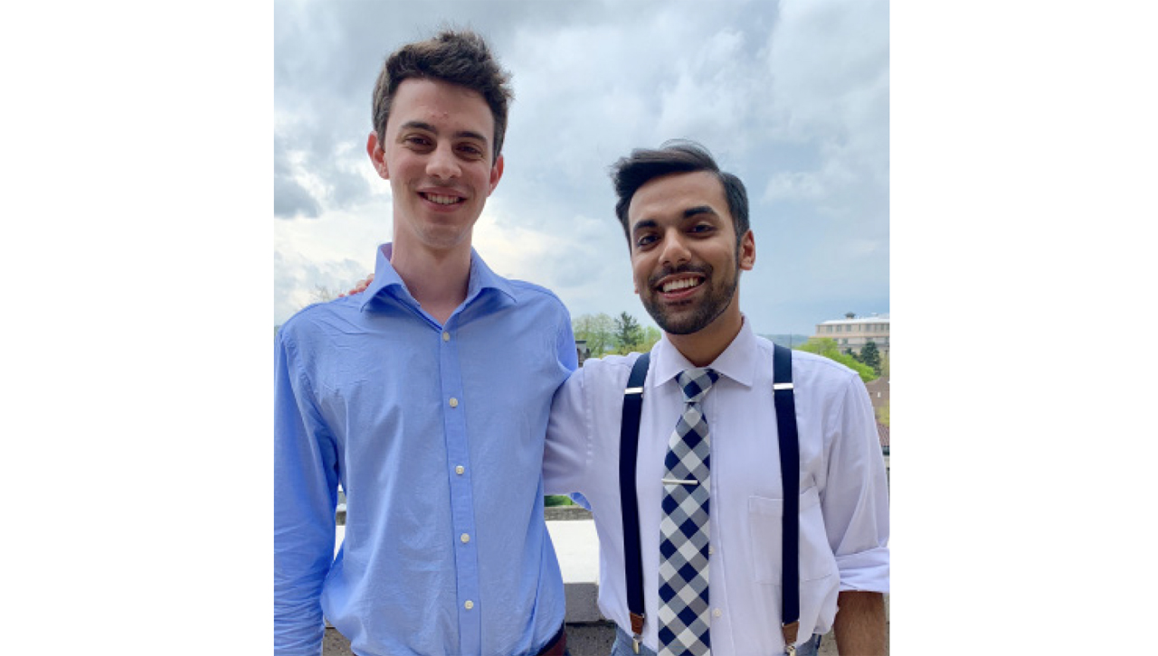 Fahad Ashraf (student government president) and Jeffrey Colucci (student government vice president)