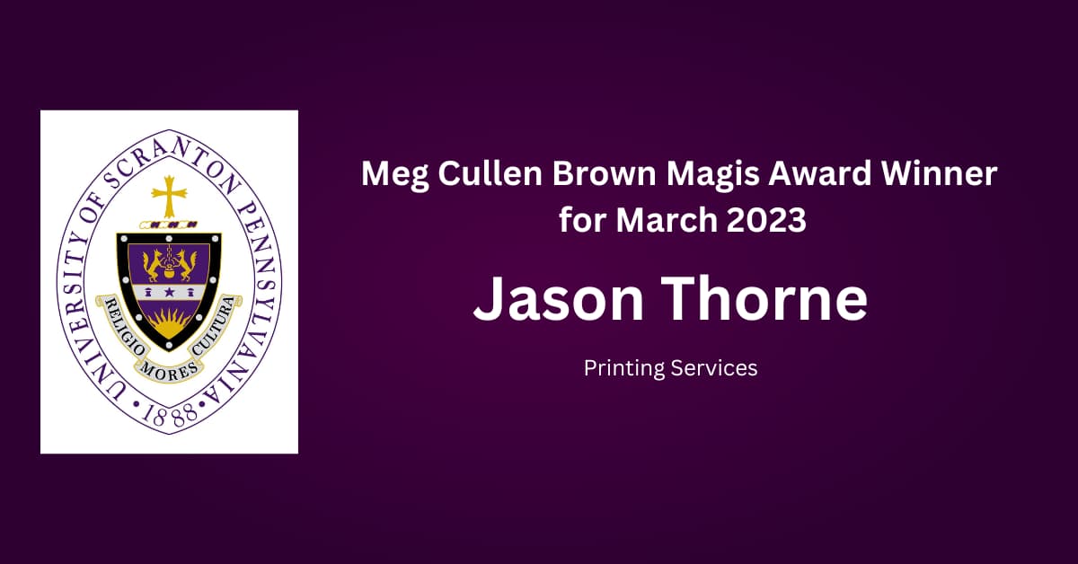 Jason Thorne is Meg Cullen-Brown Magis Award Winner image