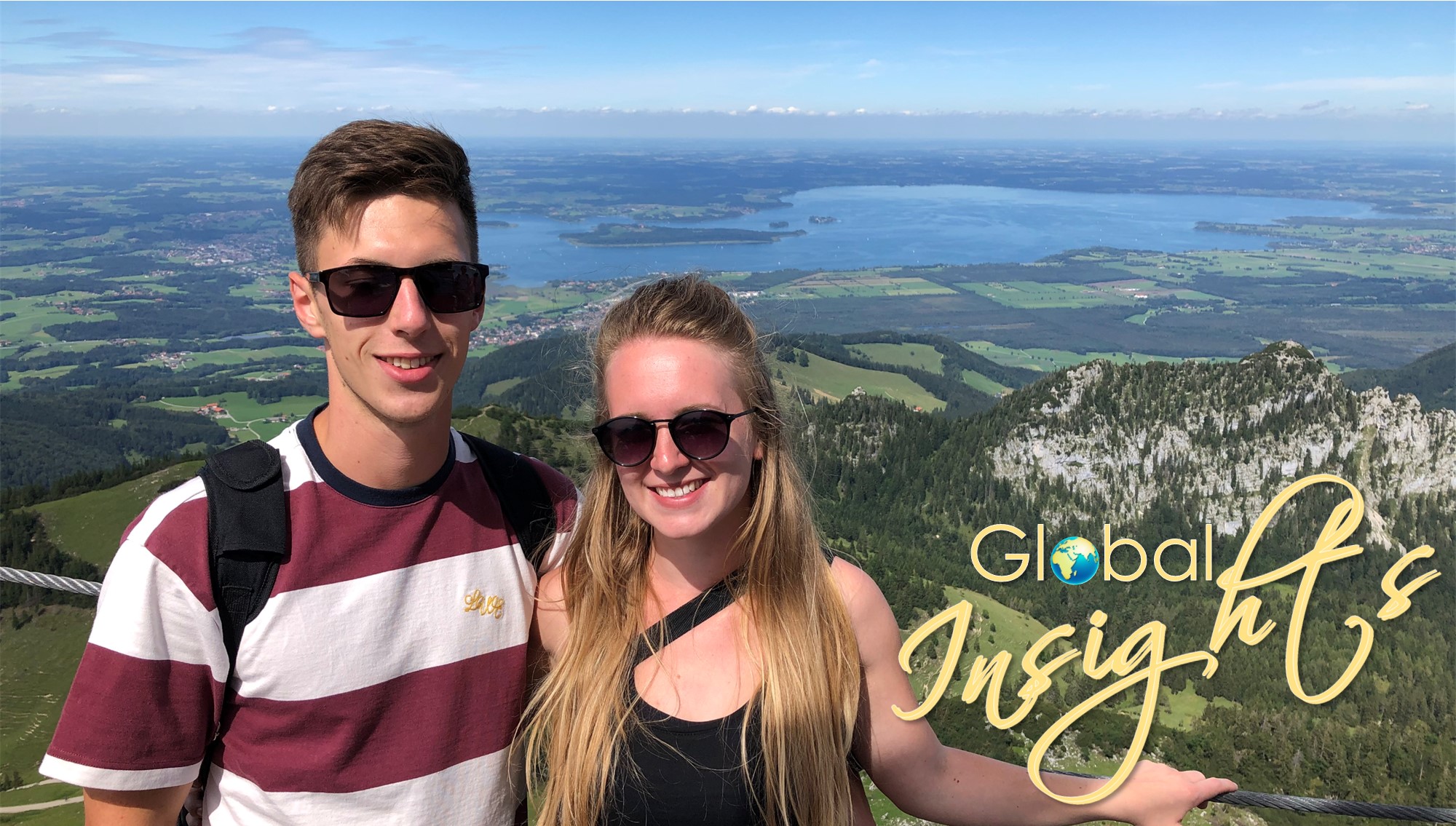 Fulbright Scholar Joshua Hartmann and friend, in Germany, overlooking the Chiemsee, a freshwater lake in Bavaria also known as the Bavarian Sea.